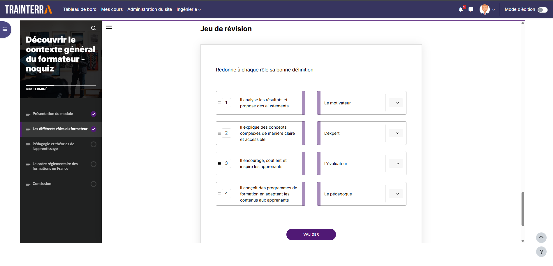 Activité d'assemblage