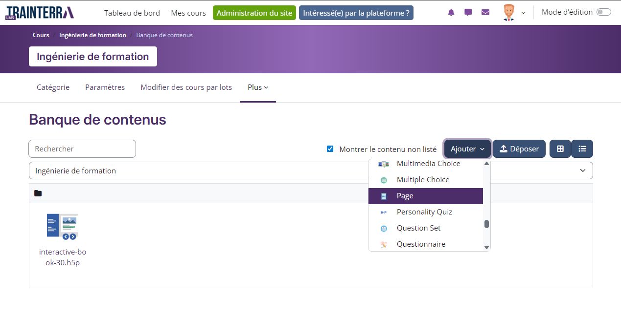 Banque de Contenus H5P Moodle 