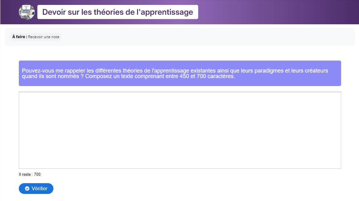 Consignes d'une activité essay H5P