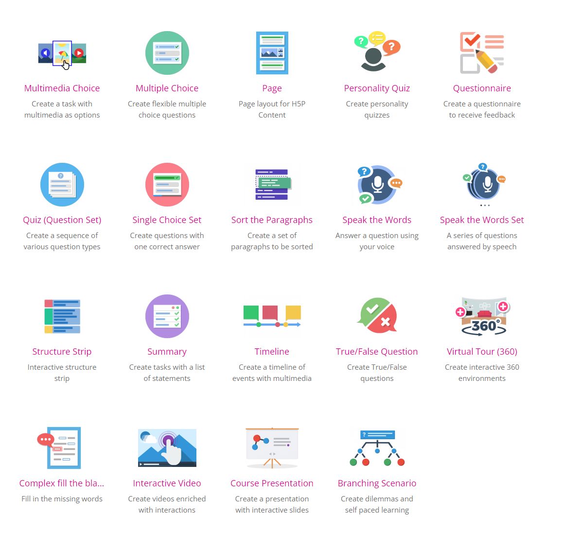 Exemples activités H5P 