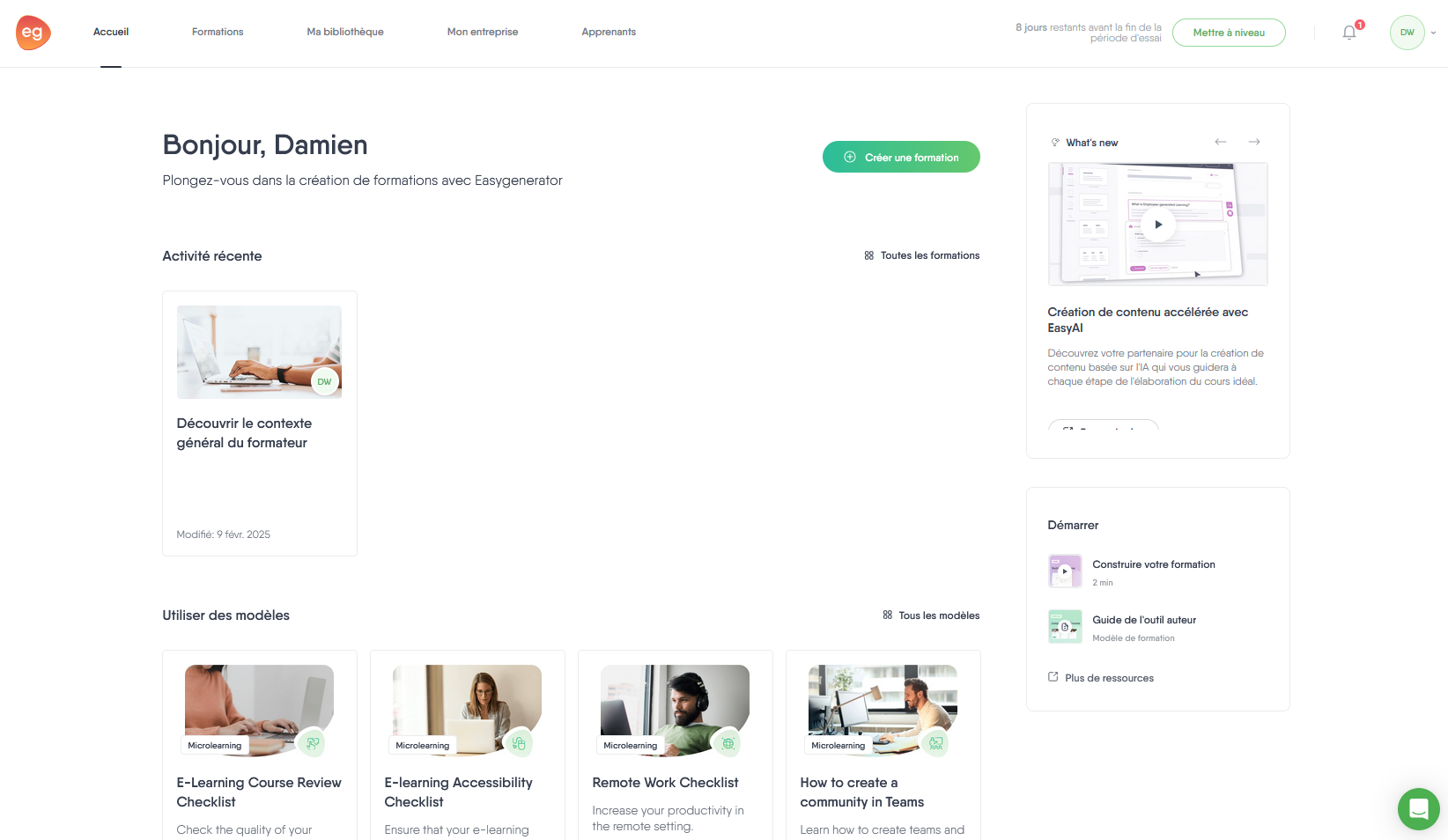 Interface Easygenerator